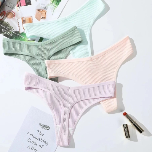 Women's underwear fashion solid color t-shirt women's threaded triangle pants