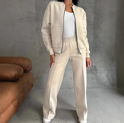 Spring and Autumn hoodie trend, fashionable and casual zipper cardigan, long pants