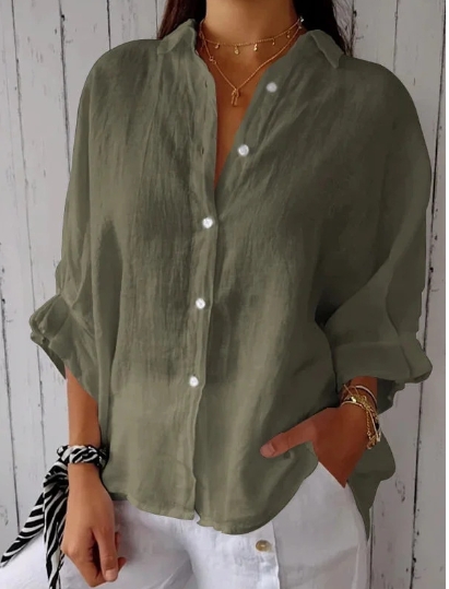 European and American cotton and linen back strap design shirt