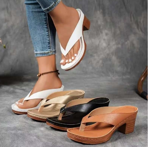 European and American clip on high-heeled fashionable sandals