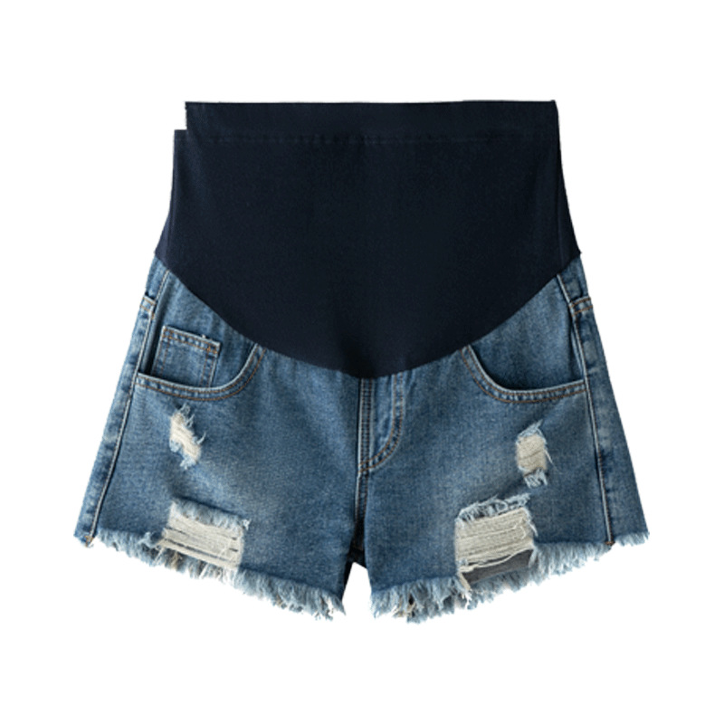 Low waisted denim shorts for pregnant women's summer wear, new spring loose maternity pants