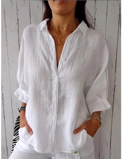 European and American cotton and linen back strap design shirt